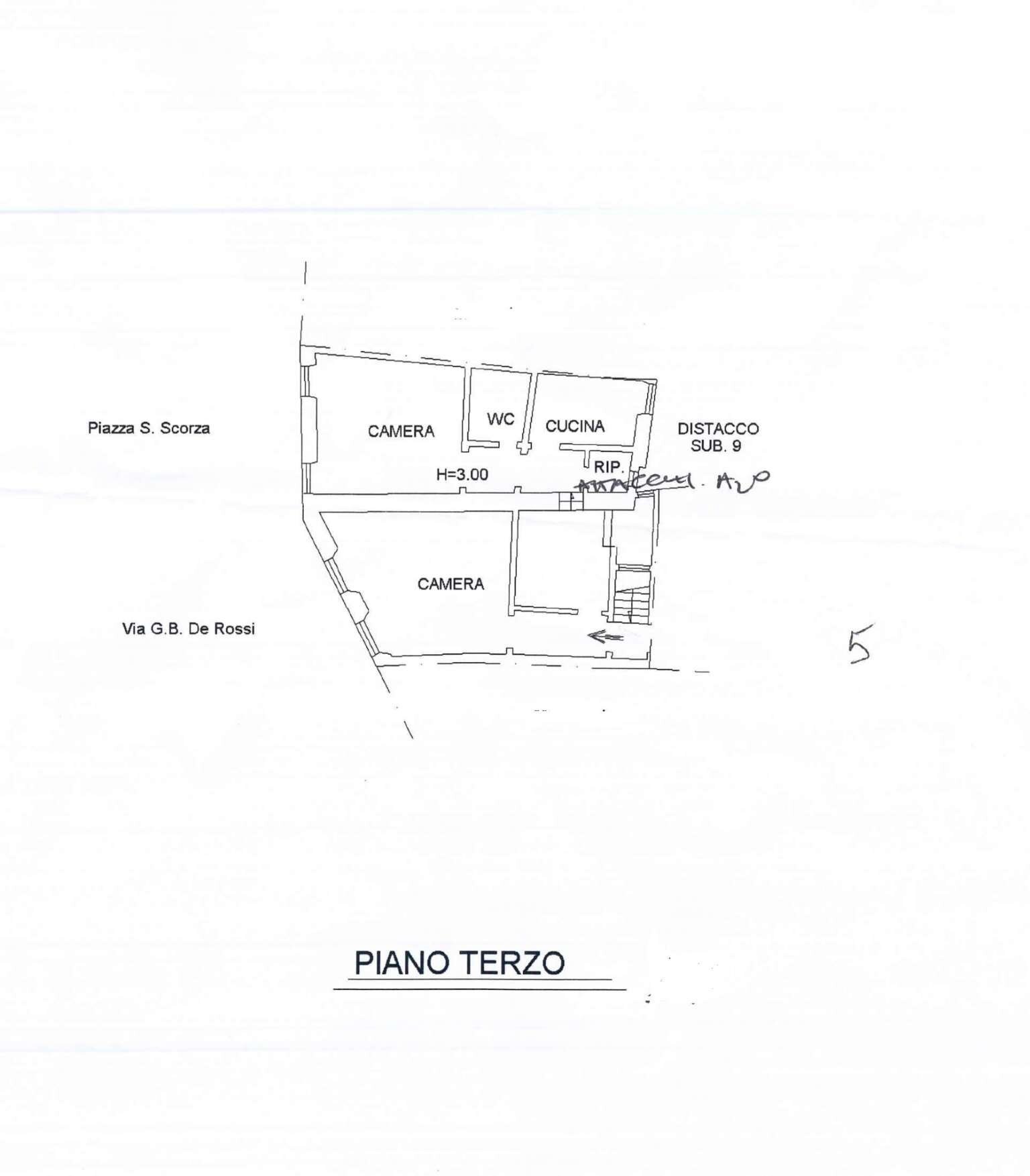 appartamento in vendita ristrutturato voltaggio pi - Bilocale piazza Sinibaldo Scorza, Voltaggio - planimetria 1