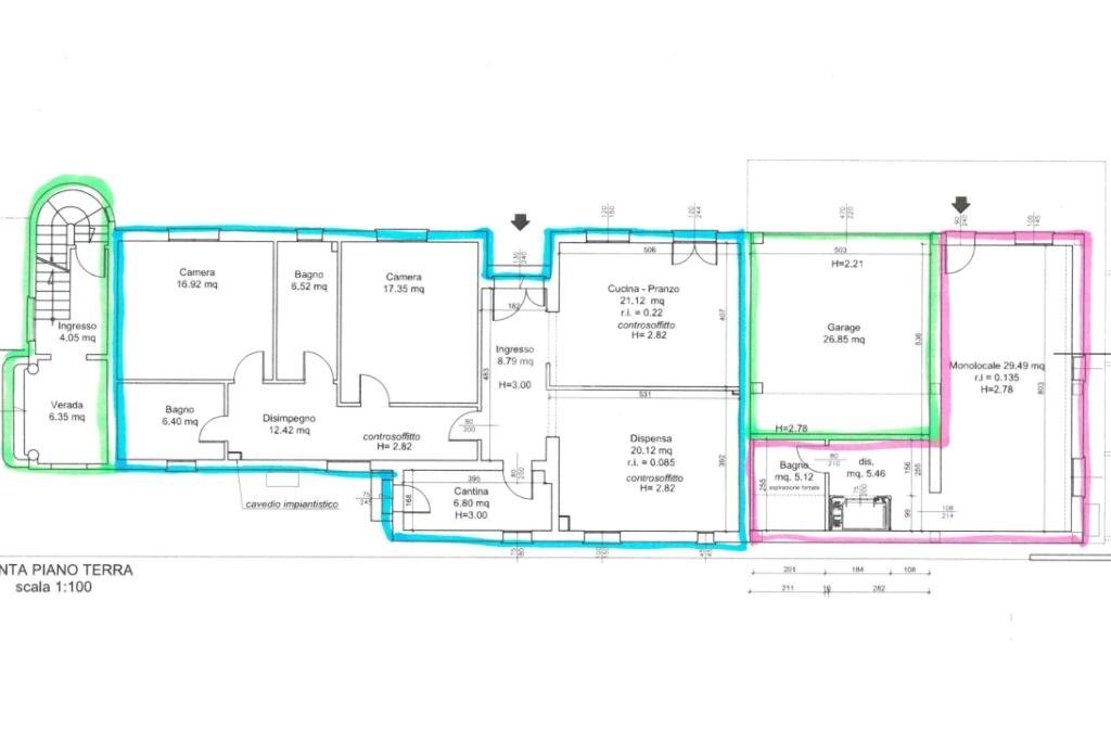 Three-family Villa Castel Bolognese, Castel Bolognese - floor plans 1