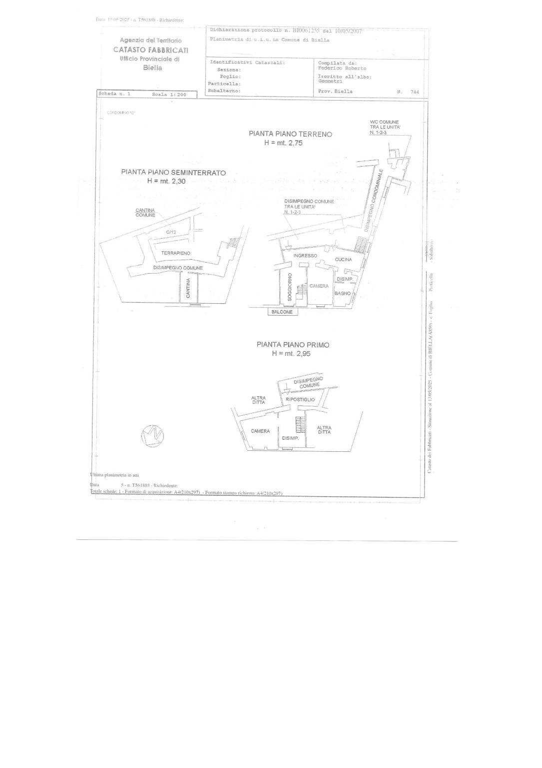 Quadrilocale salita di Riva, 12, Biella - planimetria 1