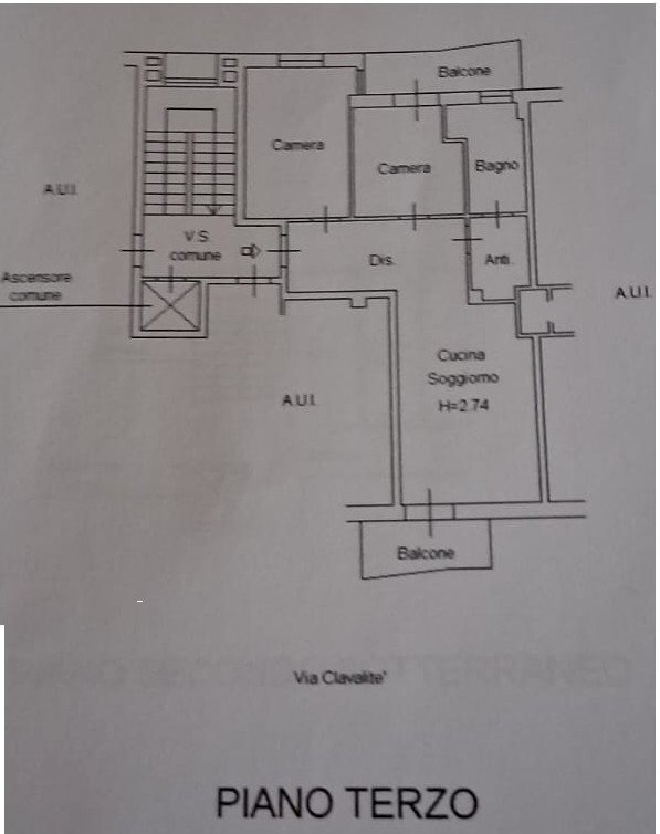 Trilocale via Clavalité, 37, Aosta - planimetria 1