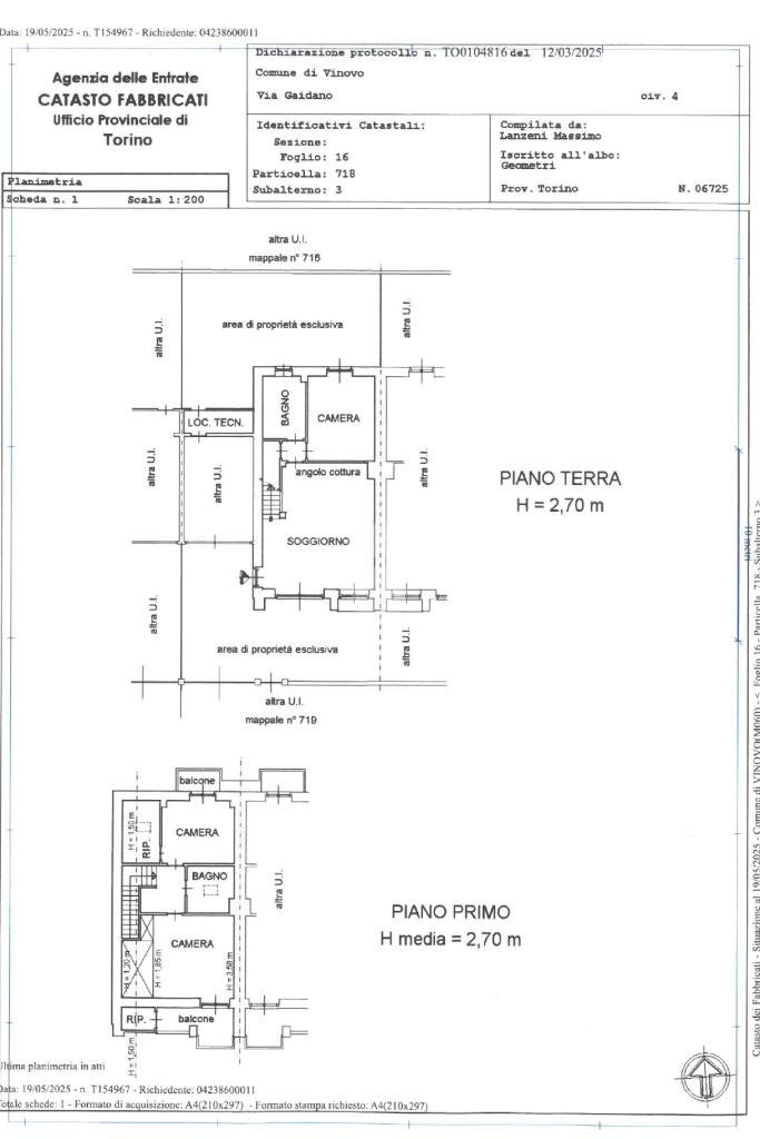 Porzione di casa Via Gaidano, Vinovo - planimetria 1