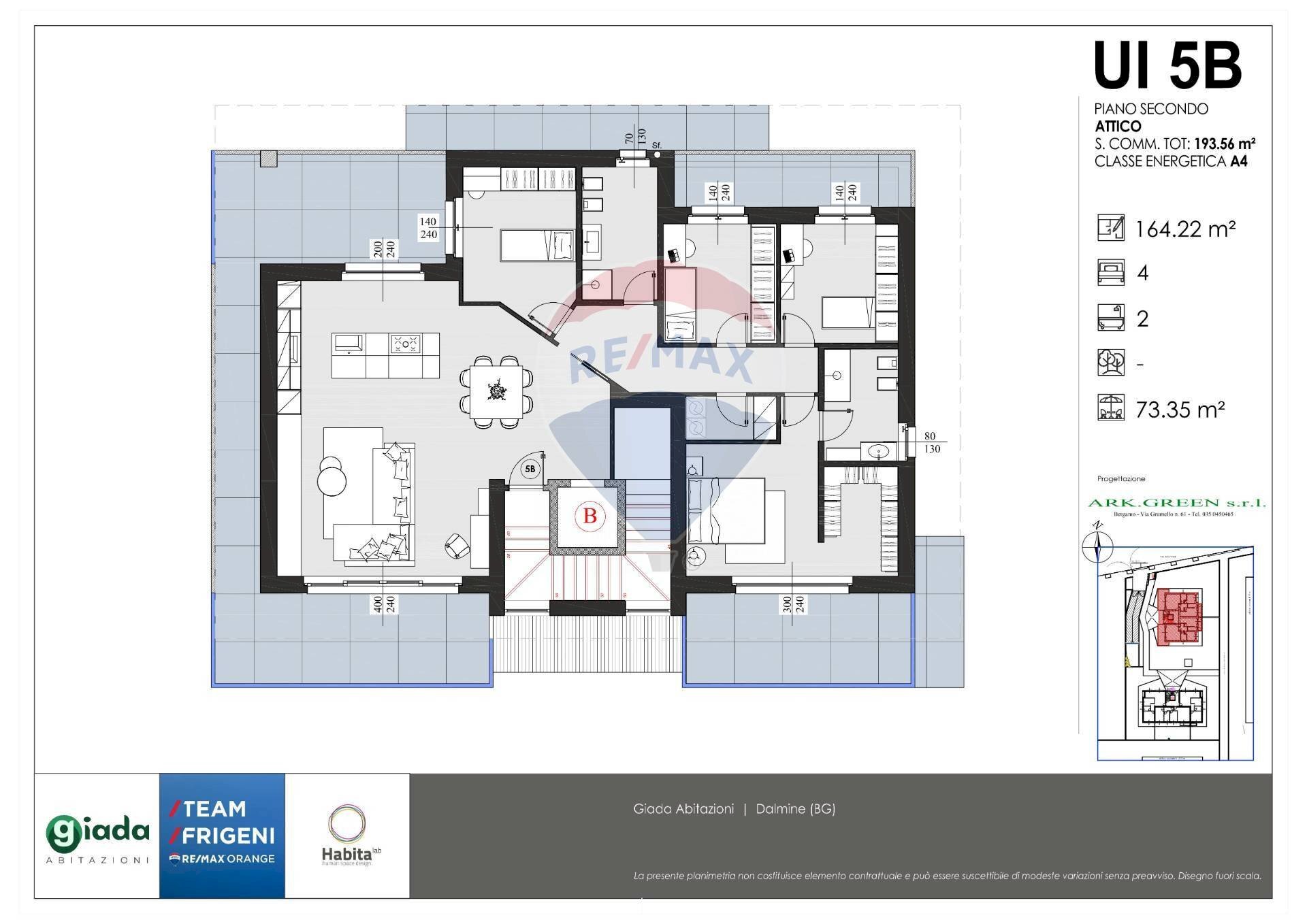 Pianta 2D - Attic VIA BASTONE, Dalmine - floor plans 1