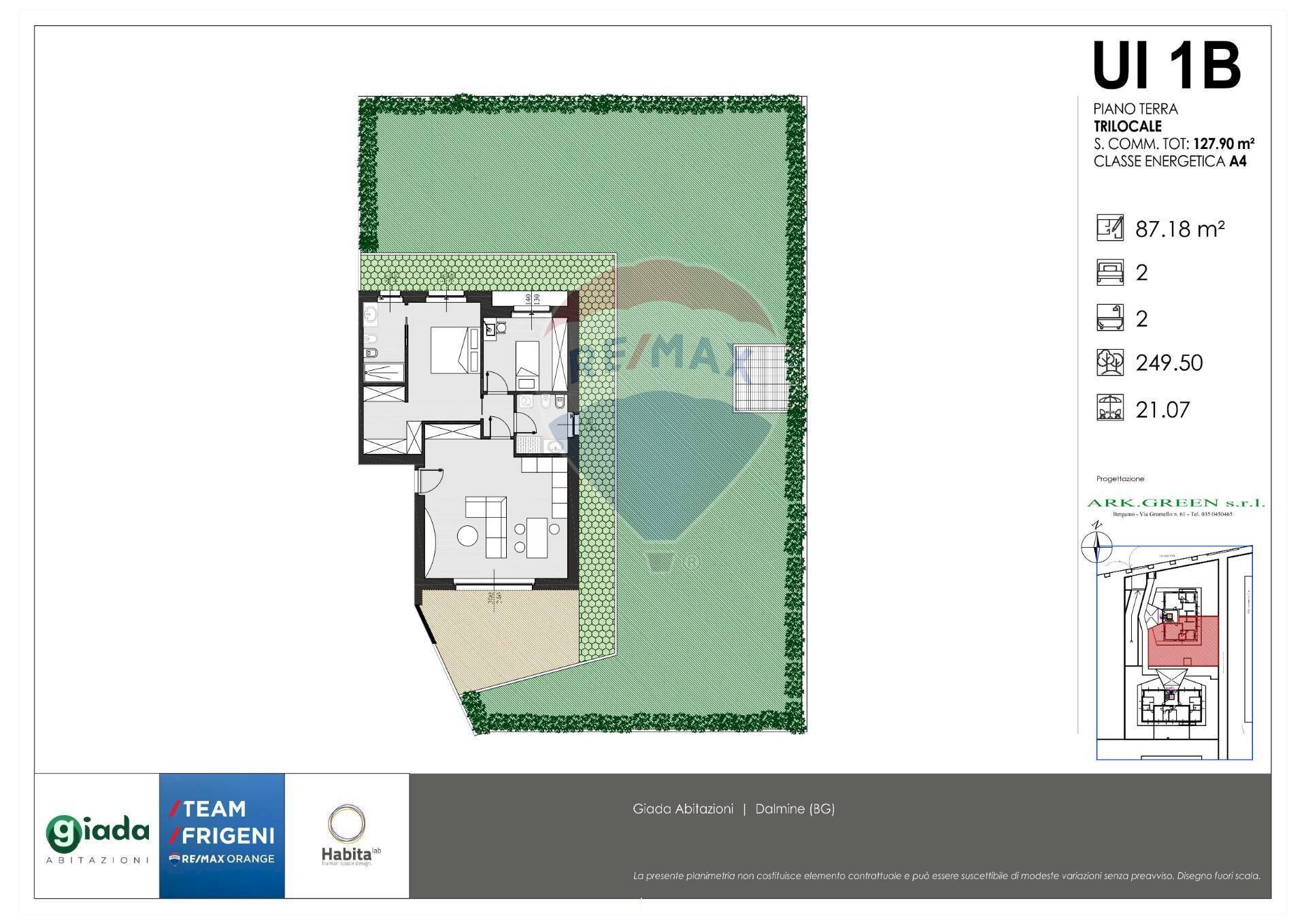 Pianta 2D - Three-room apartment VIA BASTONE, Dalmine - floor plans 1