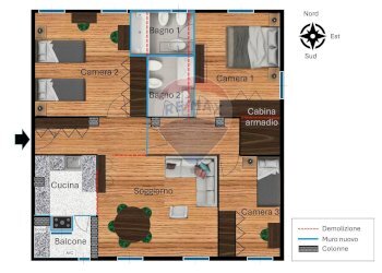 Pianta 2D - Quadrilocale Piazza San Giovanni Battista Alla Creta
 
2, Milano - foto 1