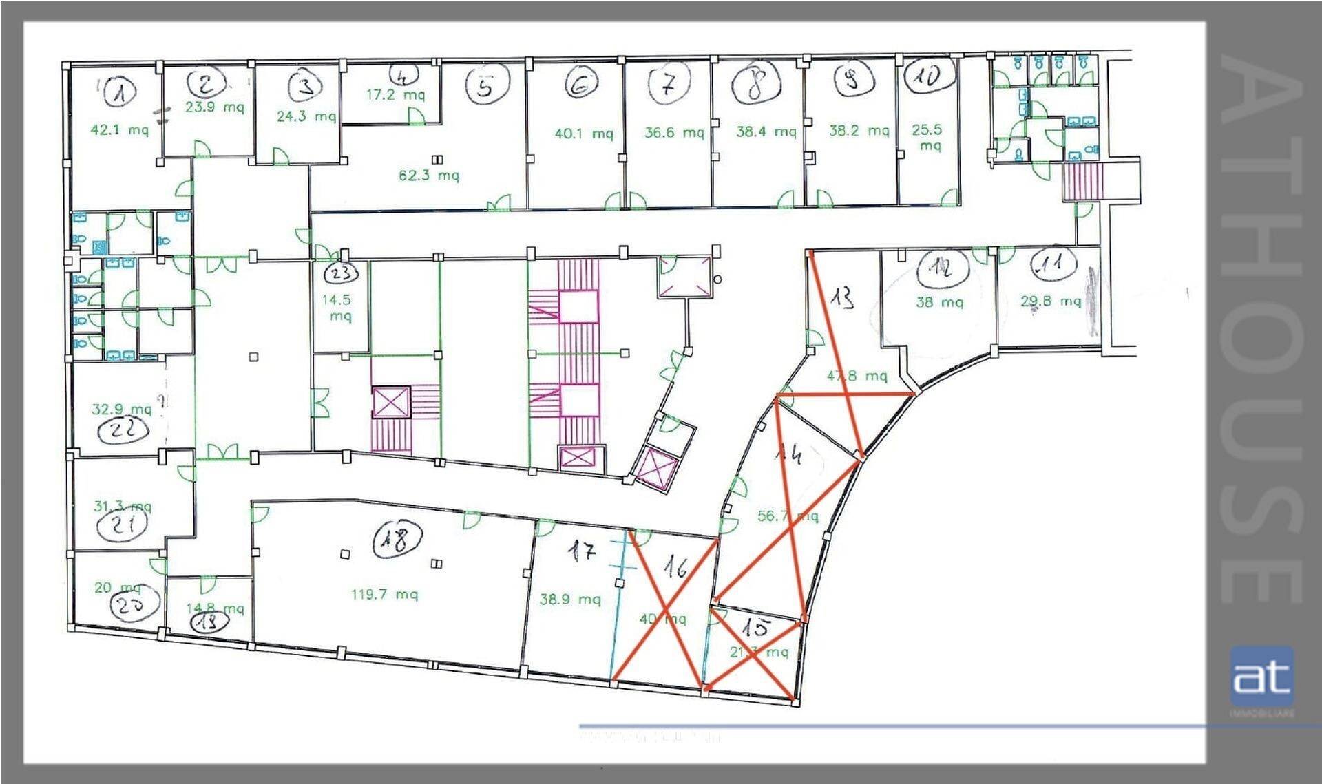 Foto 11 - Office Via Karl Ludwig Von Bruck
 
32, Trieste - floor plans 1