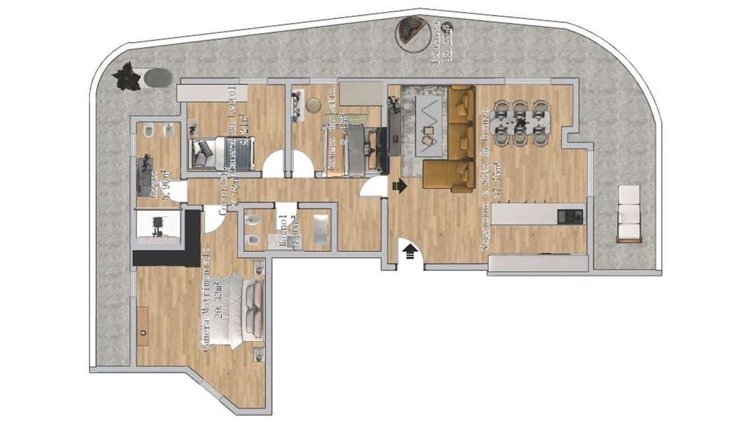 planimetria - Attico Paolo Marconi, Rimini - planimetria 1