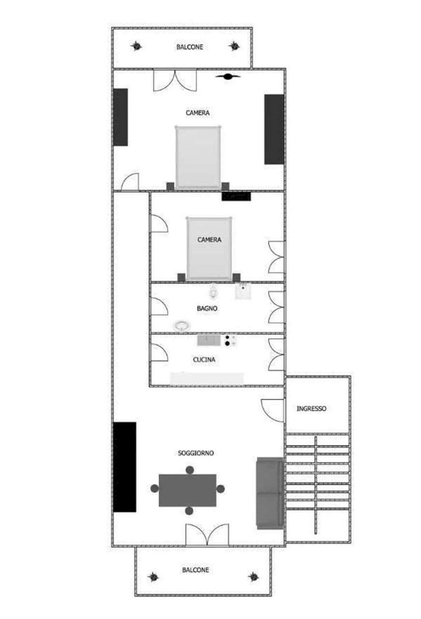 planimetria - Trilocale Passo del Broccon, Comacchio - planimetria 1