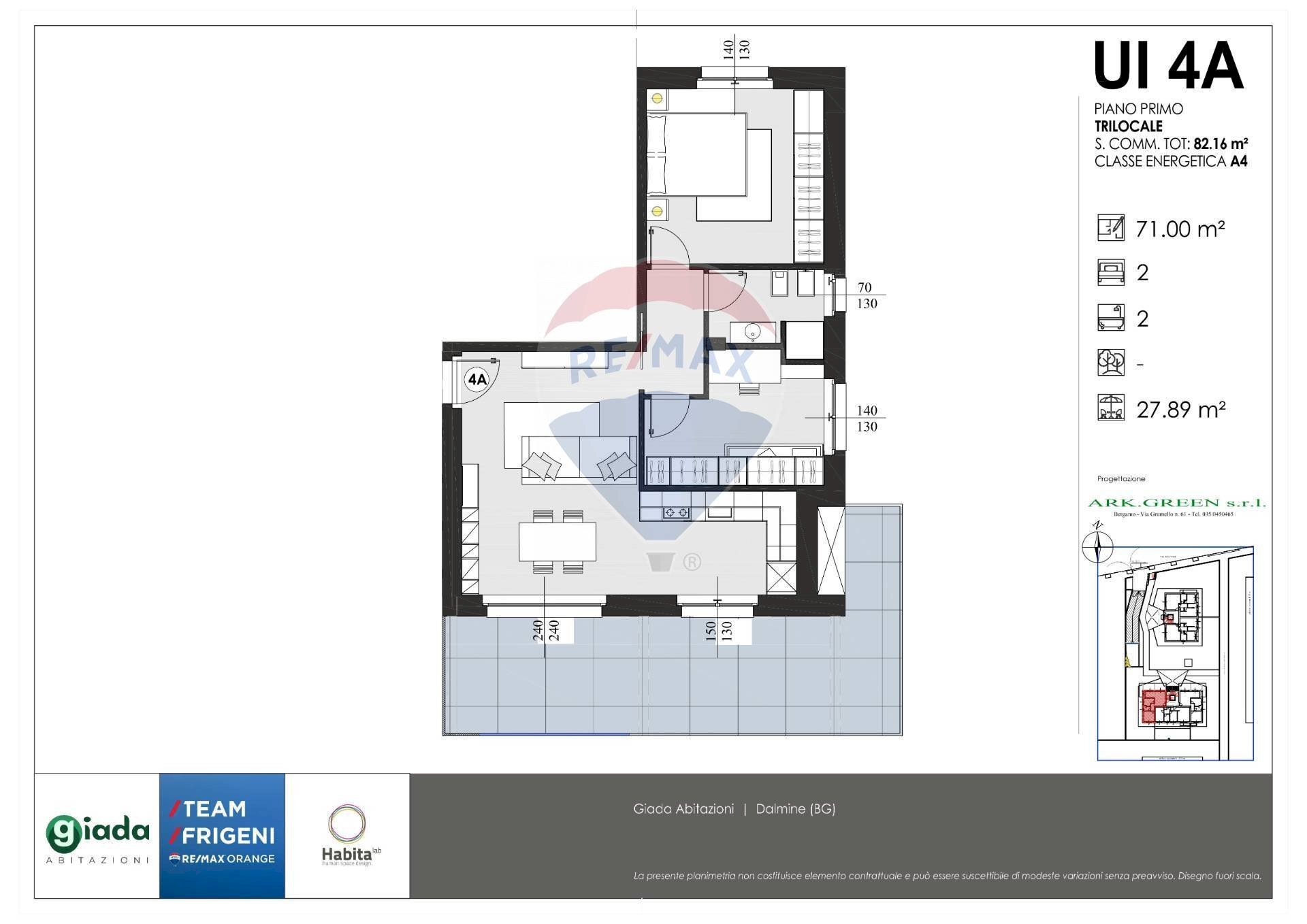 Pianta 2D - Three-room apartment VIA BASTONE, Dalmine - floor plans 1
