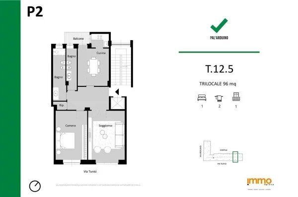 Three-room apartment via Tunisi 12., Torino (neighborhood Lingotto) - floor plans 1