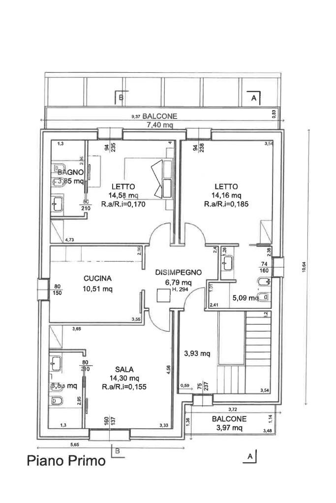 Four-room apartment Via delle Industrie, Ravenna (neighborhood Teodorico) - floor plans 1