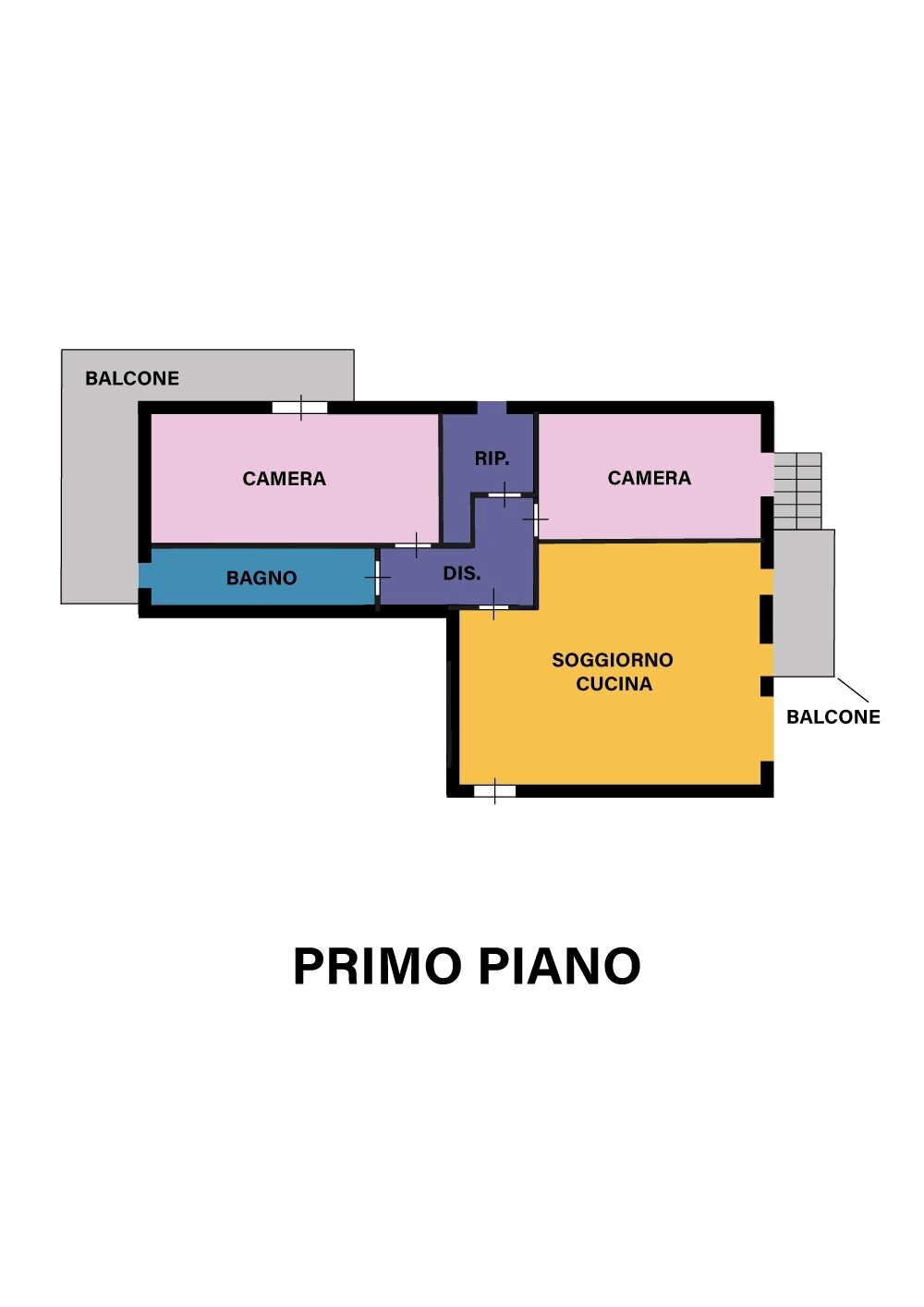 Three-room apartment via Busca, Santarcangelo di Romagna - floor plans 1