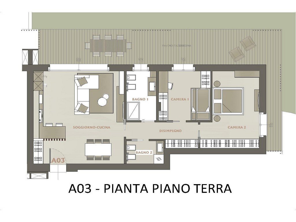 Trilocale via Alessandro Tassoni, 1, Scanzorosciate - planimetria 1