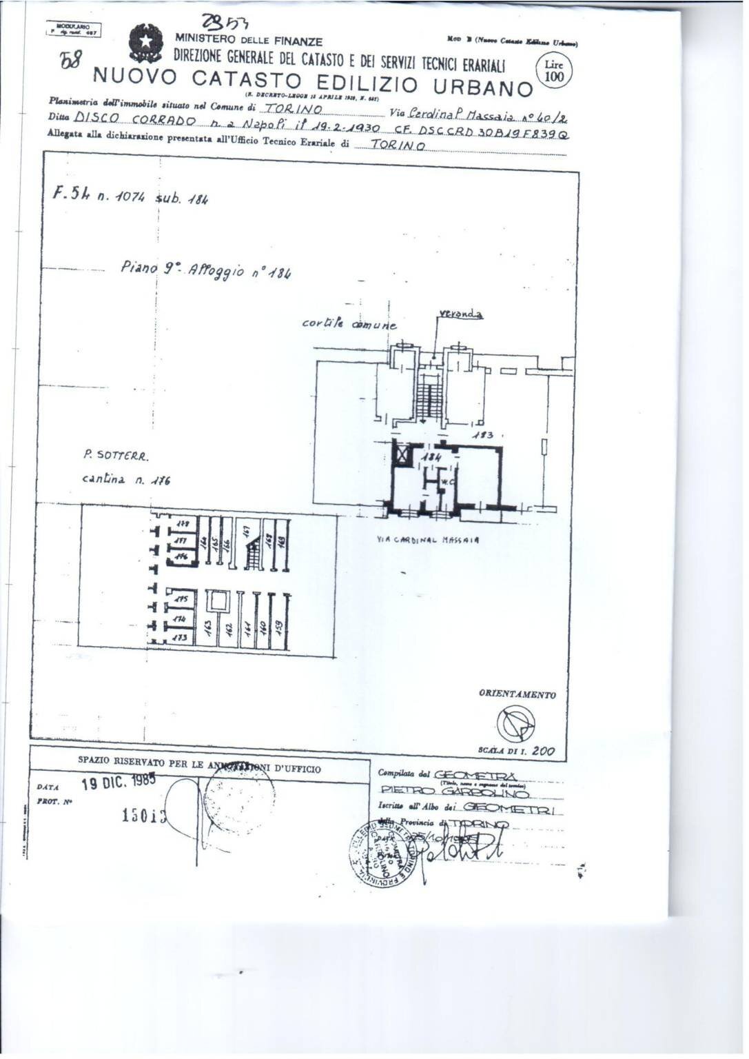 Two-room apartment via Cardinale Guglielmo Massaia, 40/2, Torino - floor plans 1