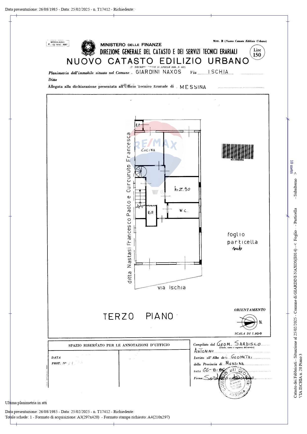 Pianta 2D - Appartamento Via Ischia
 
20, Giardini-Naxos - planimetria 1