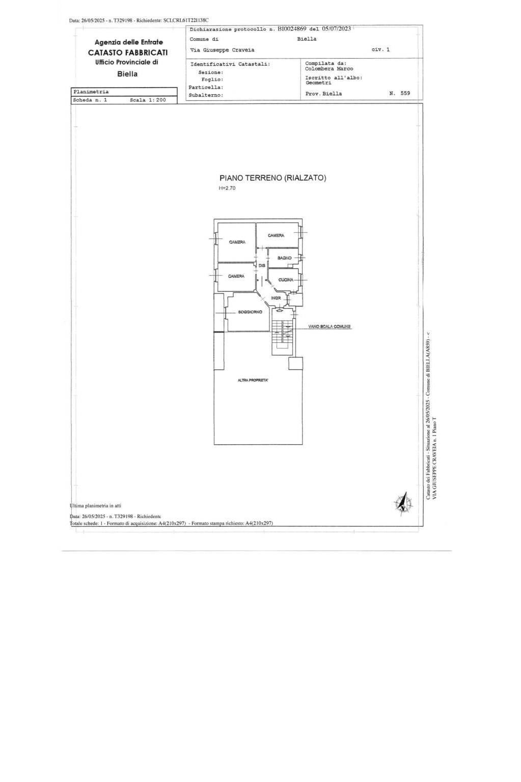 Appartamento via Giuseppe Craveia, 1, Biella - planimetria 1