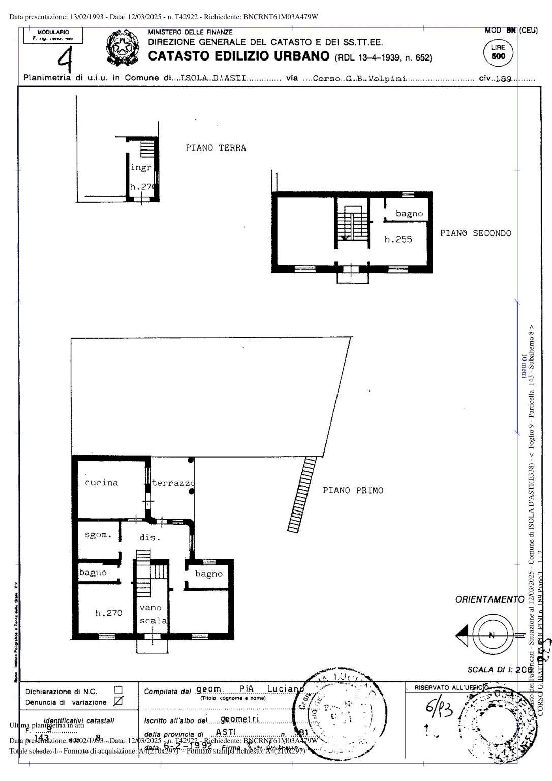 Villa corso Giovanni Battista Volpini, Isola d'Asti - planimetria 1