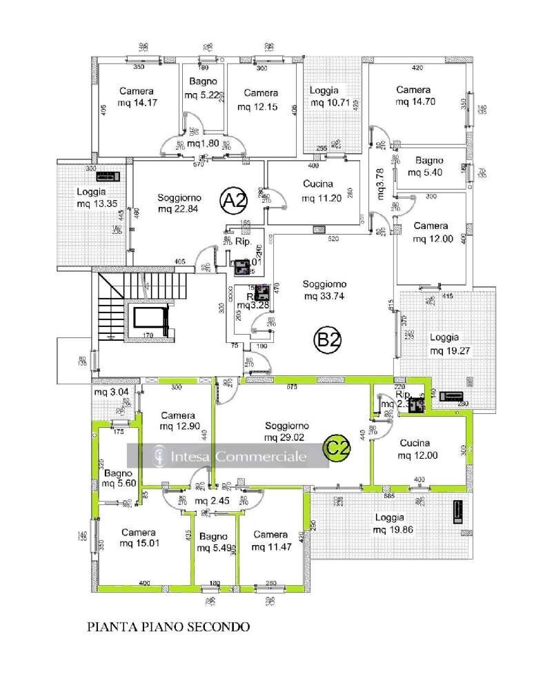 appartamento c2 - Four-room apartment Roncadelle - floor plans 1