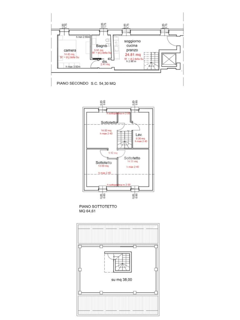 Three-room apartment Via Argini, Lesignano de' Bagni - floor plans 1
