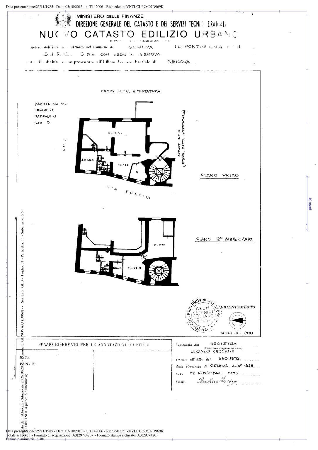 Appartamento via Giordano Bruno, Genova - planimetria 1