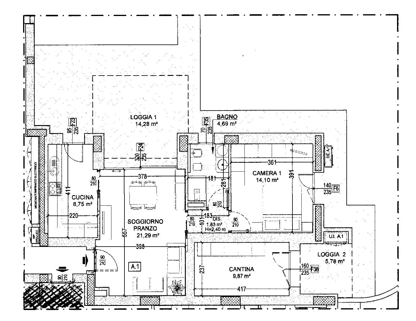 Bilocale Bologna (zona Borgo Panigale) - planimetria 1