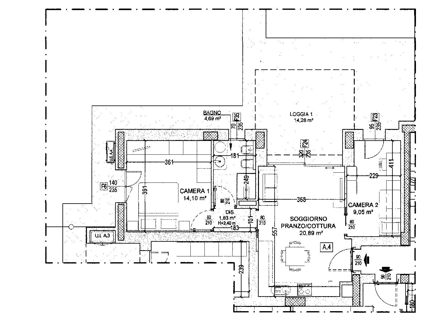 Bilocale Bologna (zona Borgo Panigale) - planimetria 1