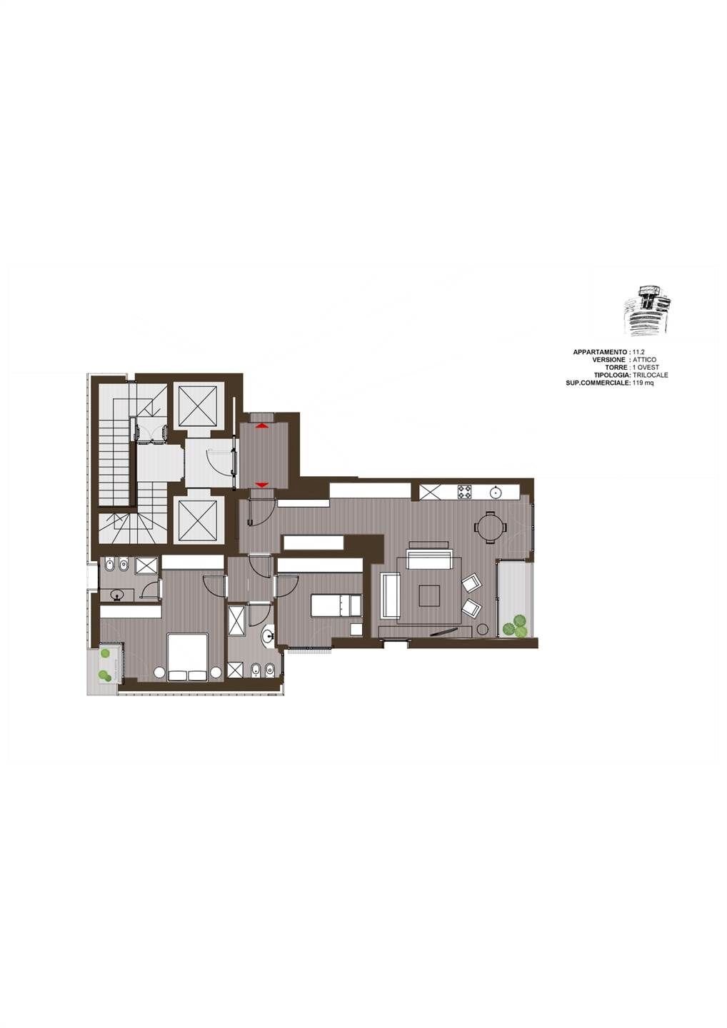 Three-room apartment via CAMPARI, 3/b, Sesto San Giovanni - floor plans 1