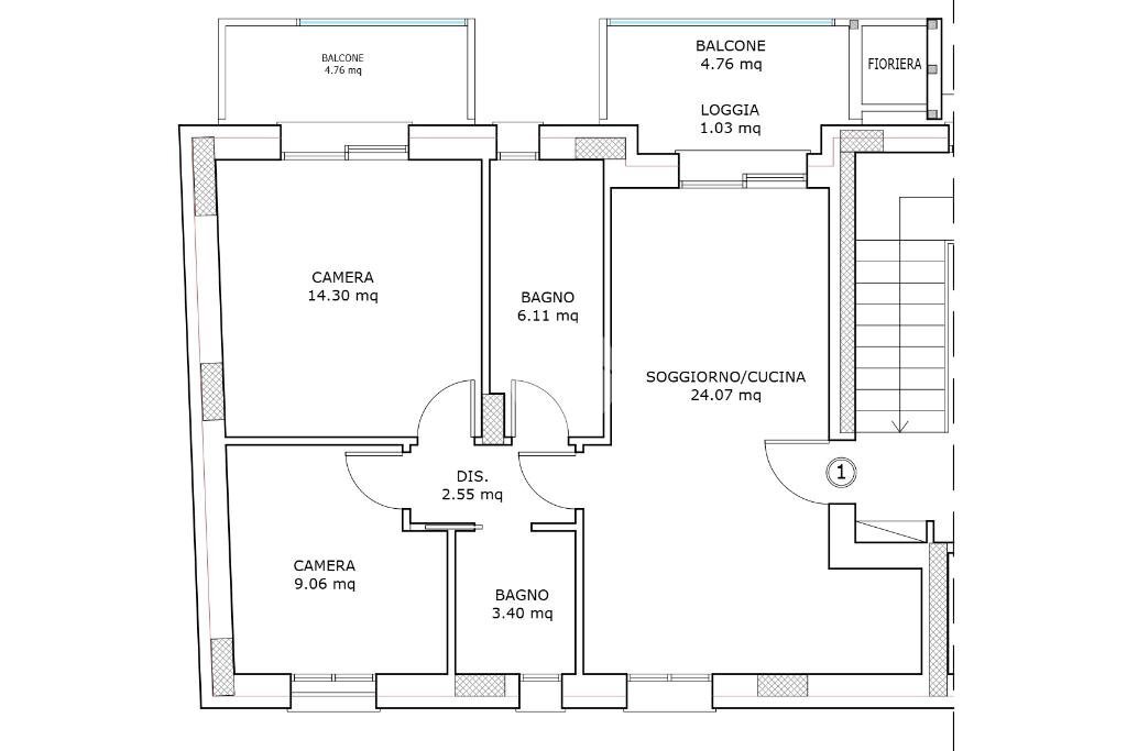 Trilocale Via Giacomo Lettieri, Rimini - planimetria 1