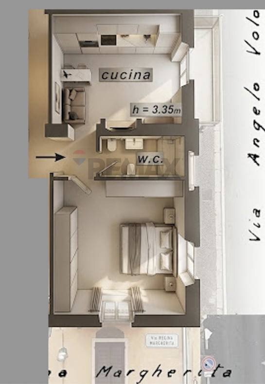 Pianta 3D - Bilocale VIA VOLONTERIO
 
14, Saronno - planimetria 1