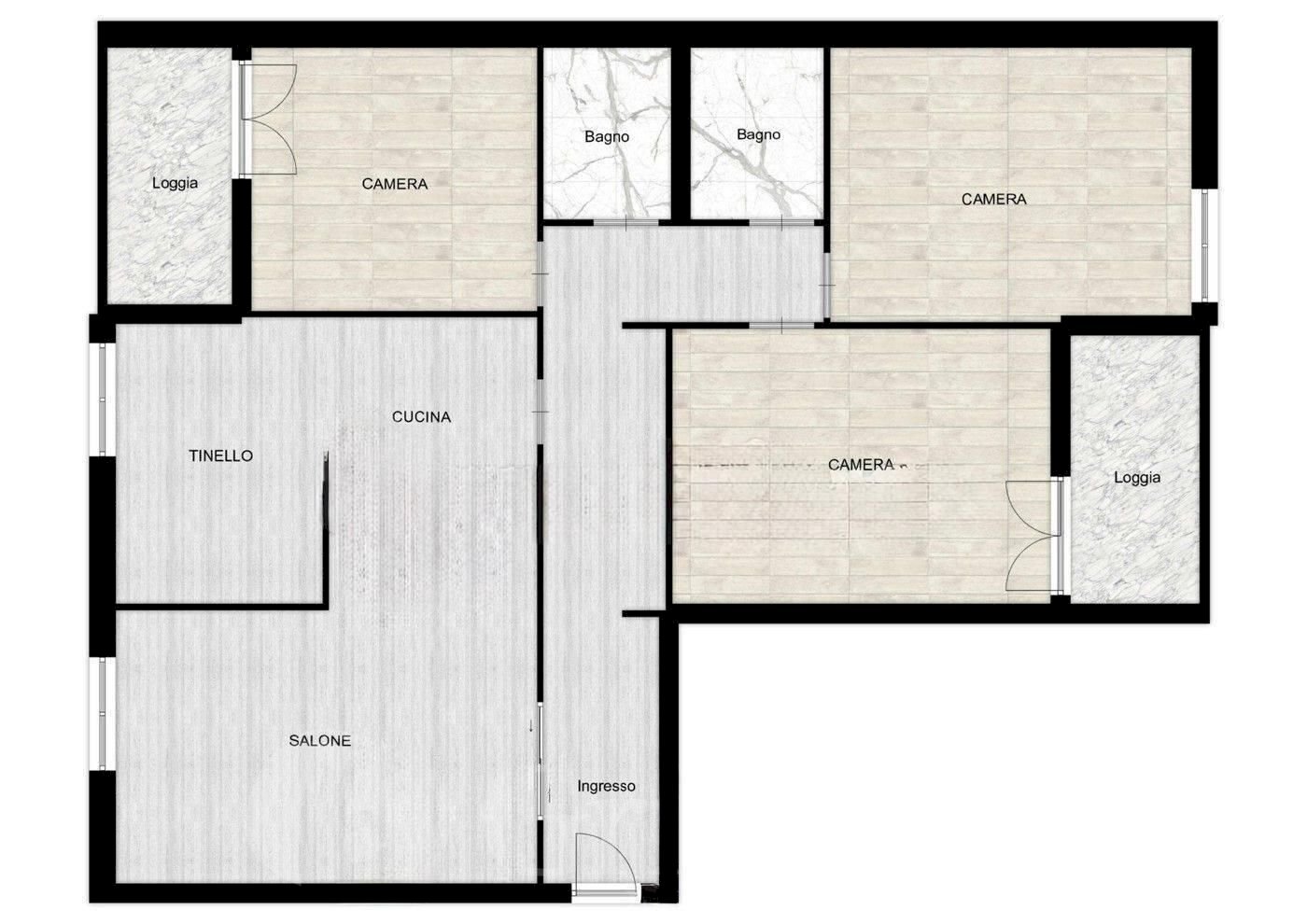 Apartment via Giovan Battista Pergolesi, 13, Genova (neighborhood Sampierdarena) - floor plans 1
