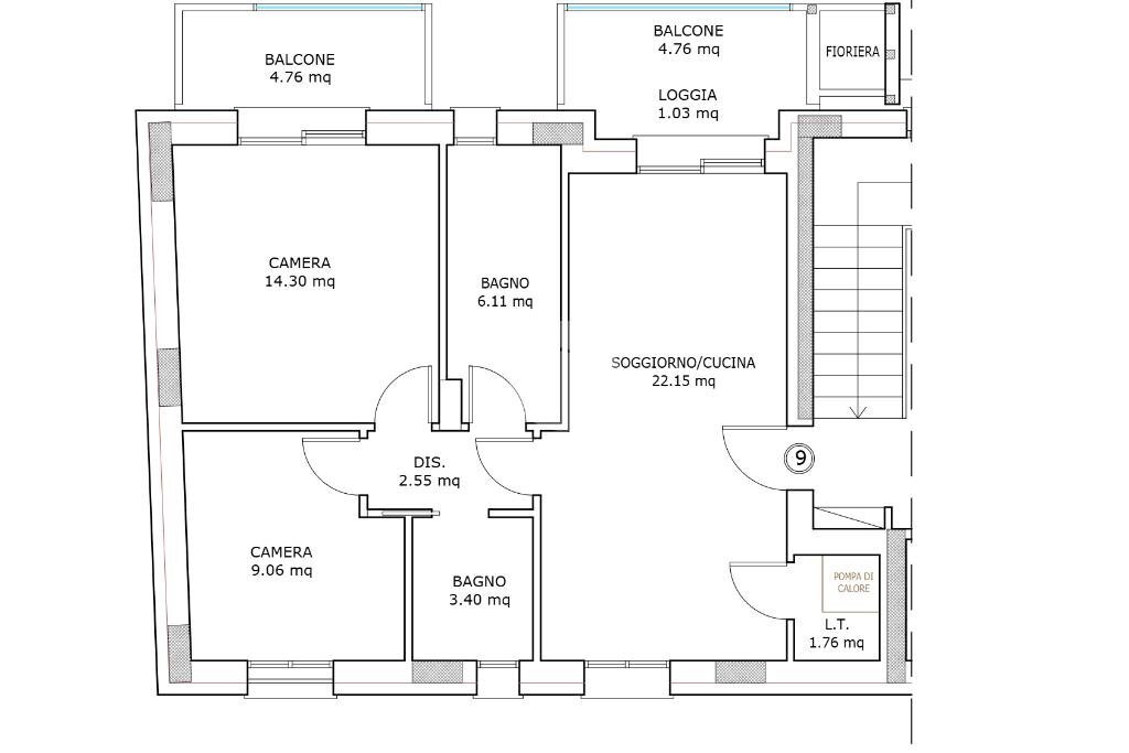 Trilocale Via Giacomo Lettieri, Rimini - planimetria 1