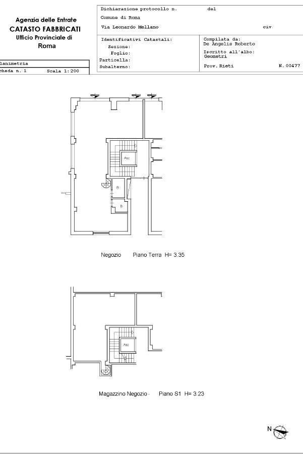 Negozio via Leonardo Mellano, Roma - planimetria 1