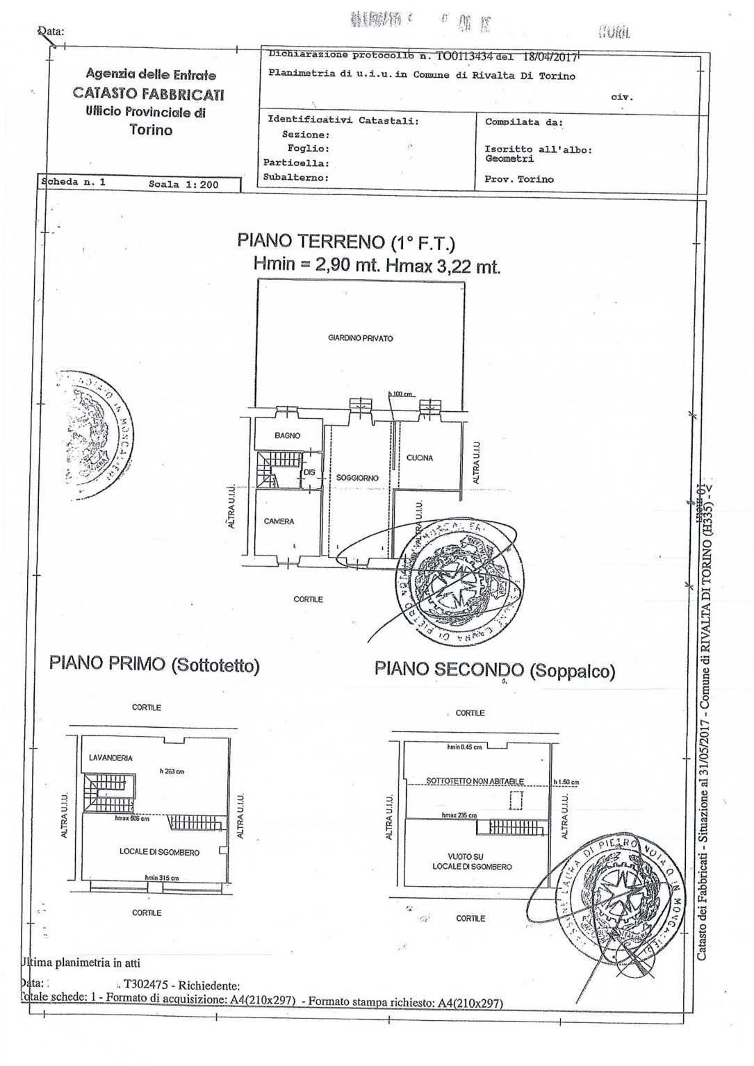 Villa a Schiera Borgata Dojrone, 9, Rivalta di Torino - planimetria 1