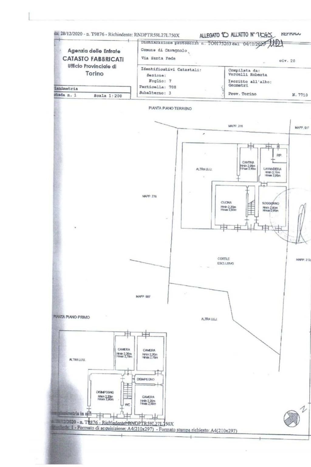 Rustic via Santa Fede, 20, Cavagnolo - floor plans 1