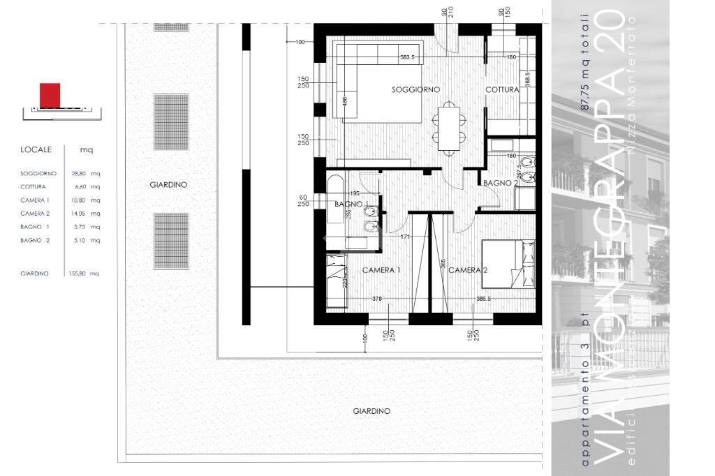 Quadrilocale Via Montegrappa, Nizza Monferrato - planimetria 1