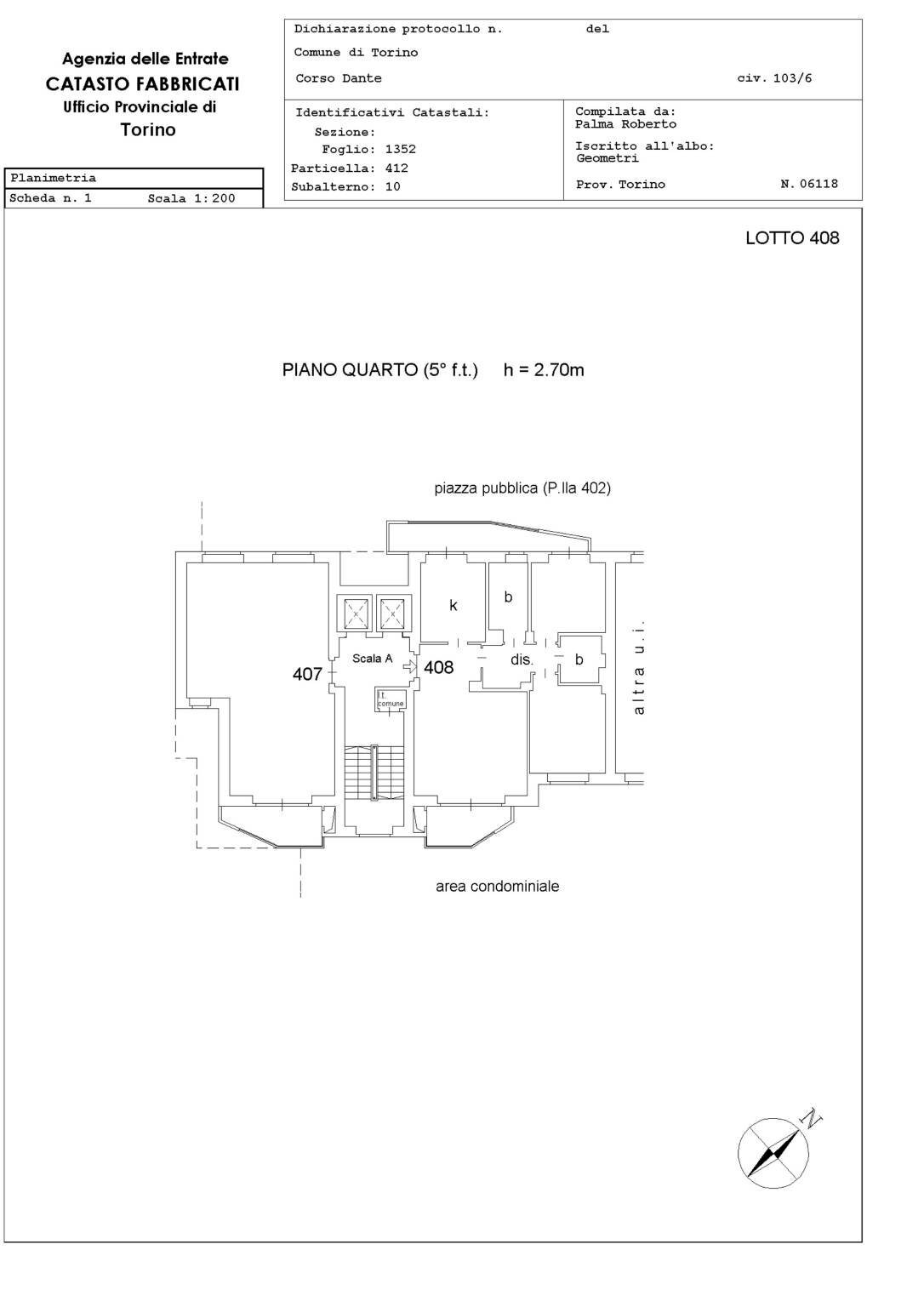 Appartamento corso Dante, 103, Torino (zona San Salvario) - planimetria 1