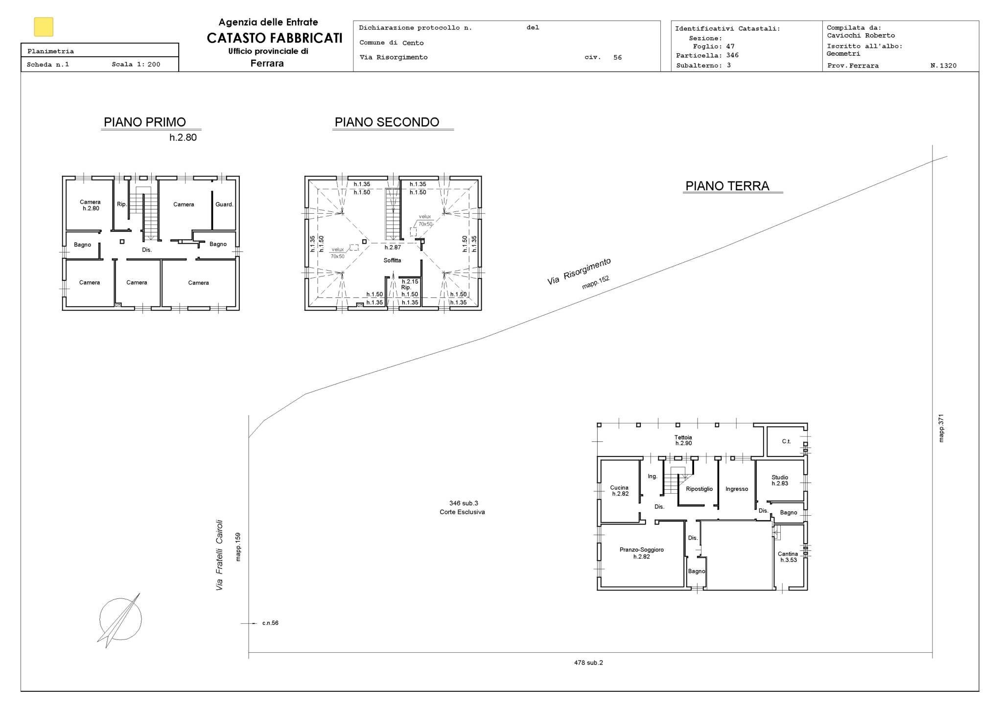 Villa via Risorgimento, 56, Cento - planimetria 1