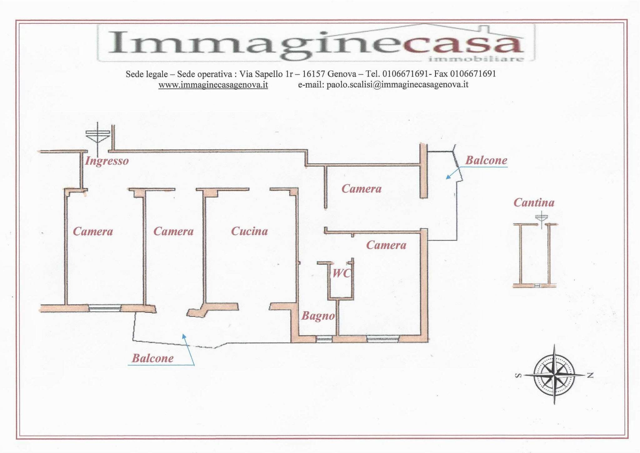 Four-room apartment via Taggia, Genova - floor plans 1