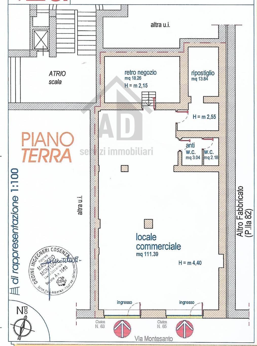Foto 3 - Locale Commerciale via Monte Santo
 
63/65, Cosenza - planimetria 1