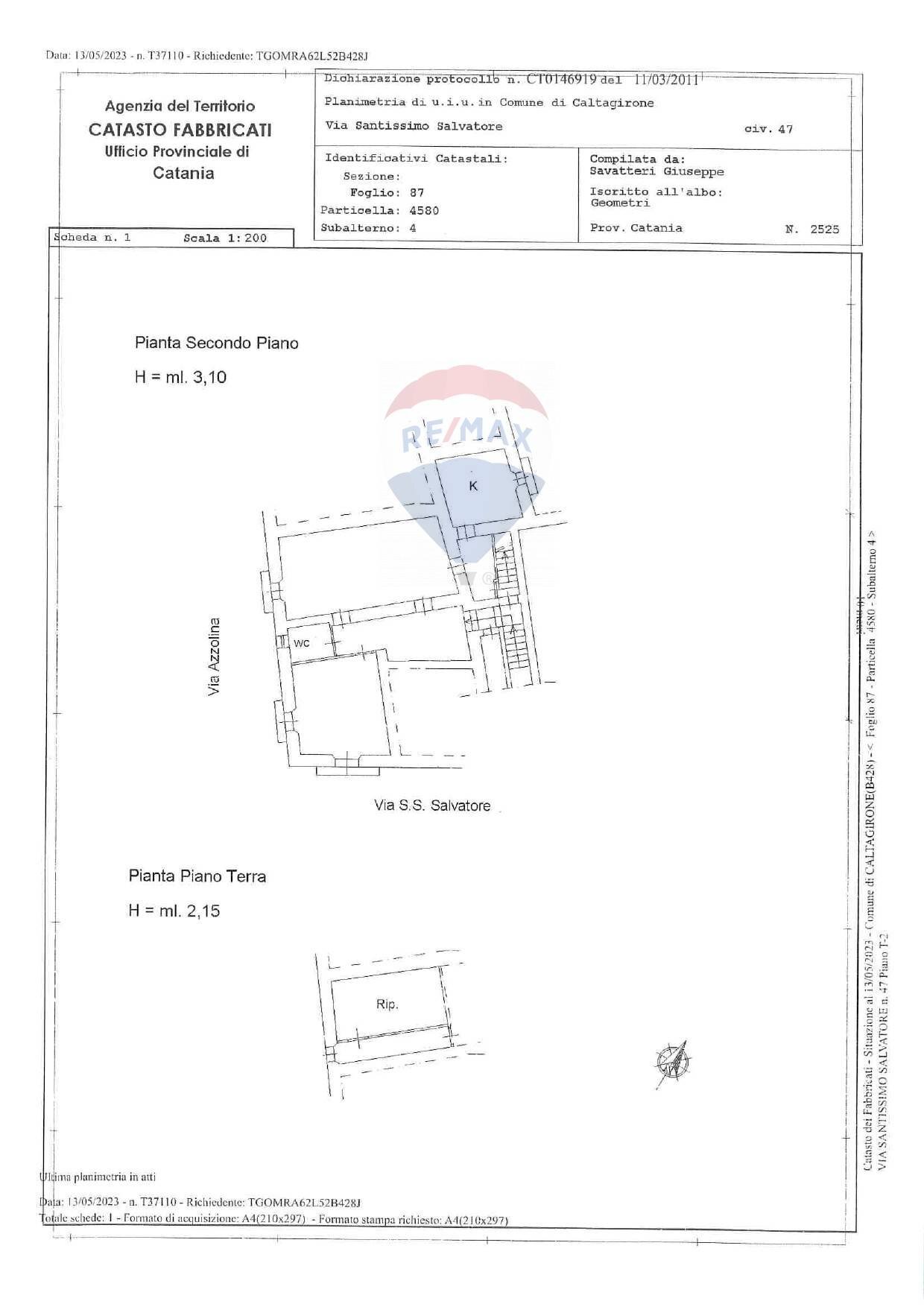 Pianta 2D - Quadrilocale VIA SS.SALVATORE
 
47, Caltagirone - planimetria 1