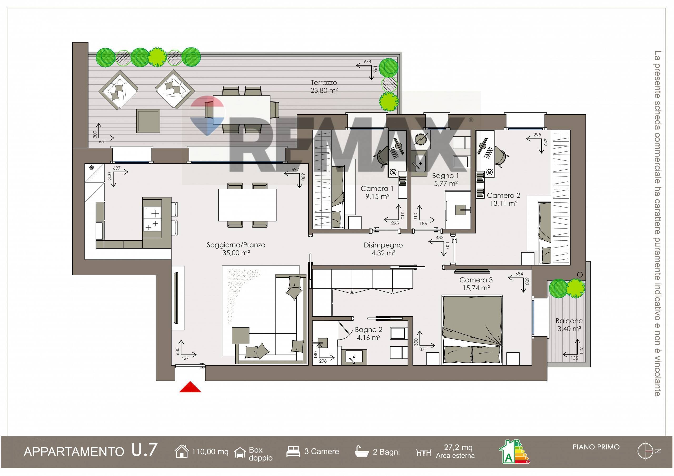 Pianta 2D - Quadrilocale via luigi nono, Cornate d'Adda - planimetria 1