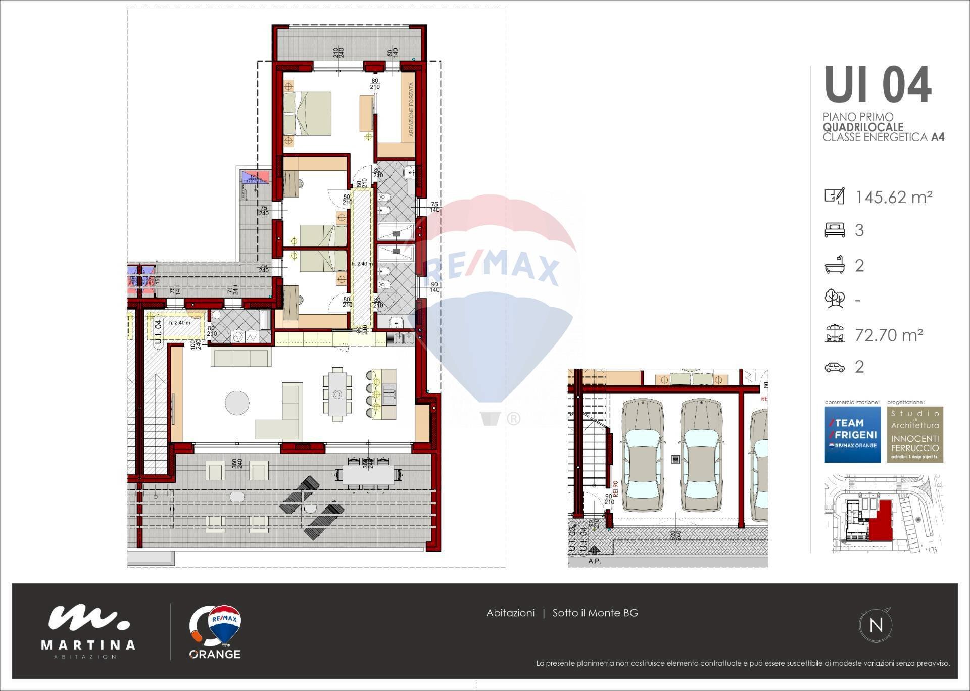 Pianta 2D - Four-room apartment VIA MADRE TERESA DI CALCUTTA, Sotto il Monte Giovanni XXIII - floor plans 1