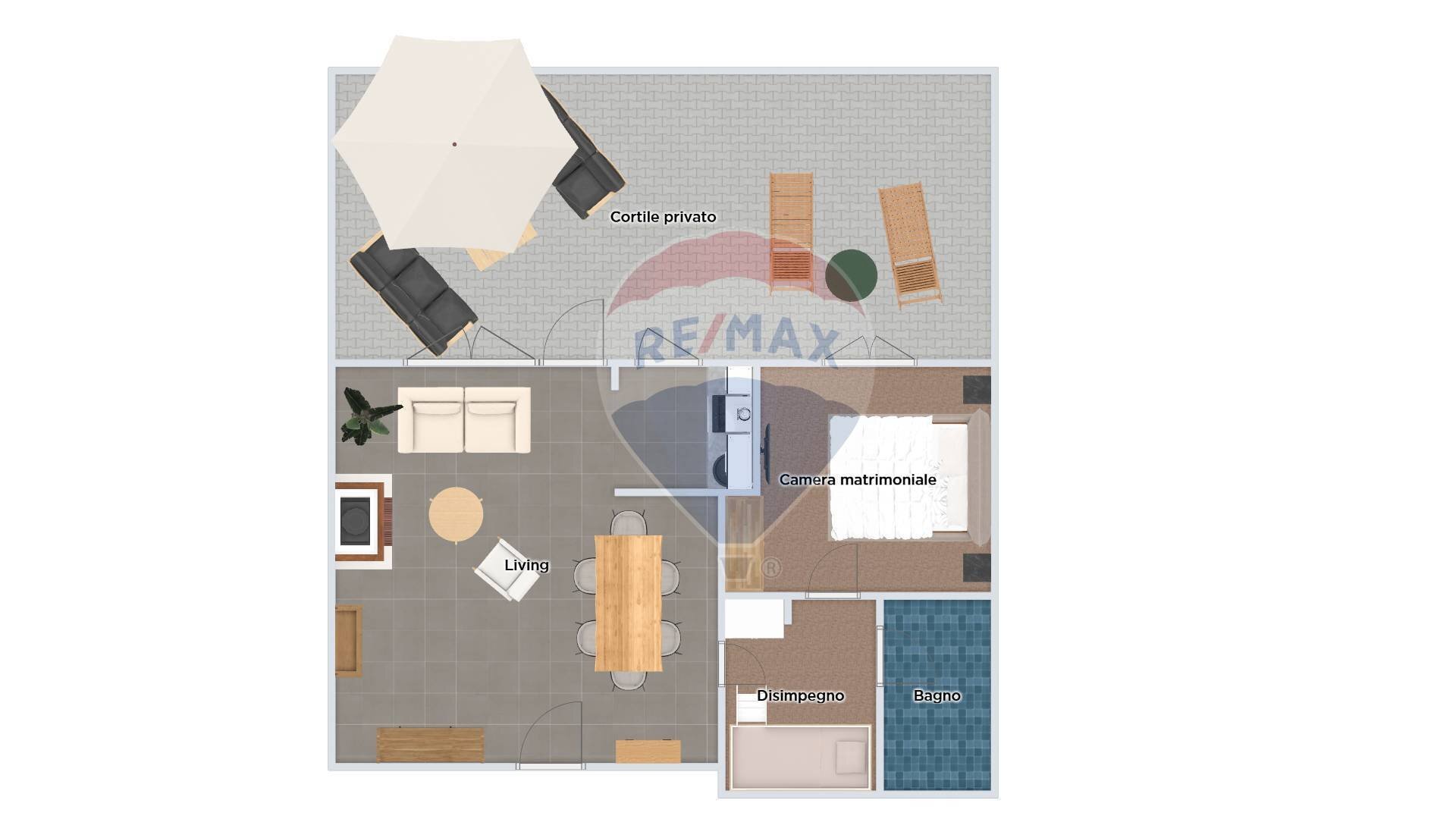 Pianta 3D - Bilocale Artogne - planimetria 1