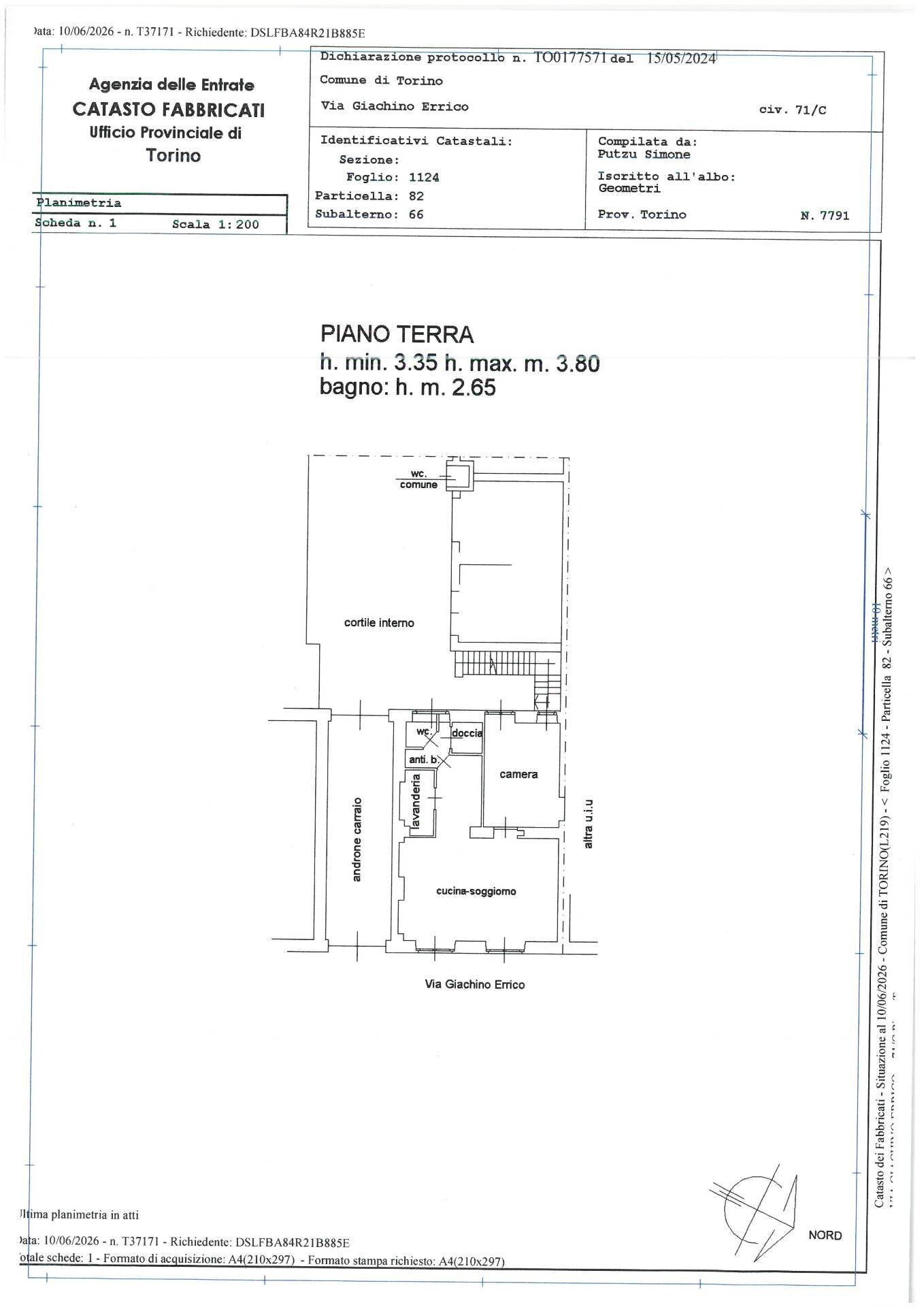 Foto 20 - Trilocale Via Errico Giachino
 
71/C, Torino - planimetria 1