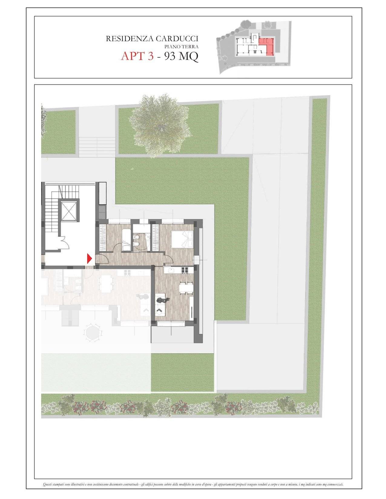 PIANTA PIANO CON GARDINO PRIVATO - Trilocale VIALE CARDUCCI, Sanremo - planimetria 1