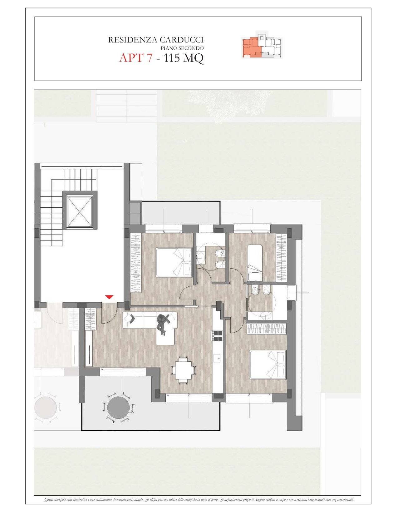 PIANTA APPARTAMENTO - Quadrilocale VIALE CARDUCCI, Sanremo - planimetria 1