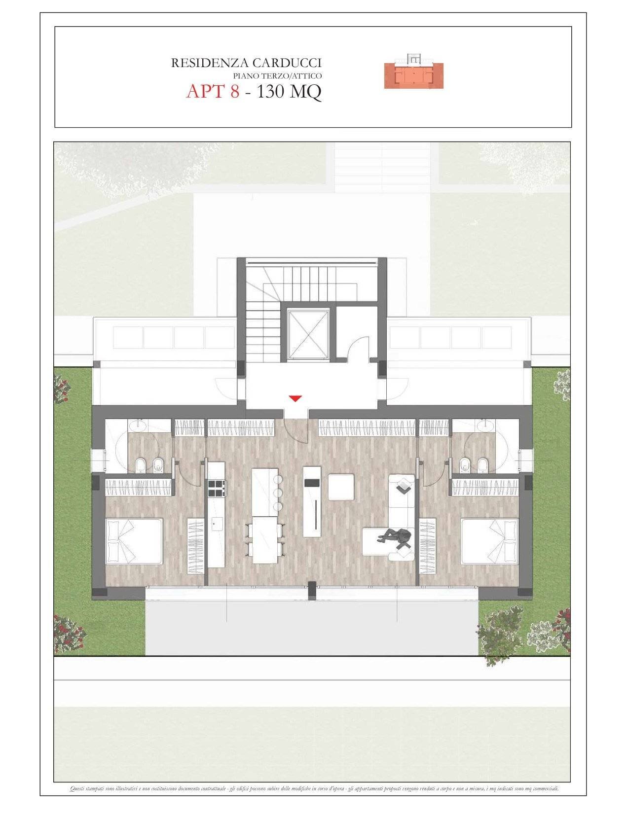 PIANTA APPARTAMENTO - Attico VIALE CARDUCCI, Sanremo - planimetria 1