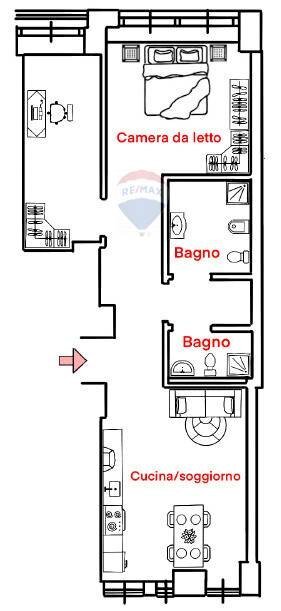 Bilocale con doppio  bagno - Four-room apartment Via Matteo Civitali
 
11, Milano - floor plans 1