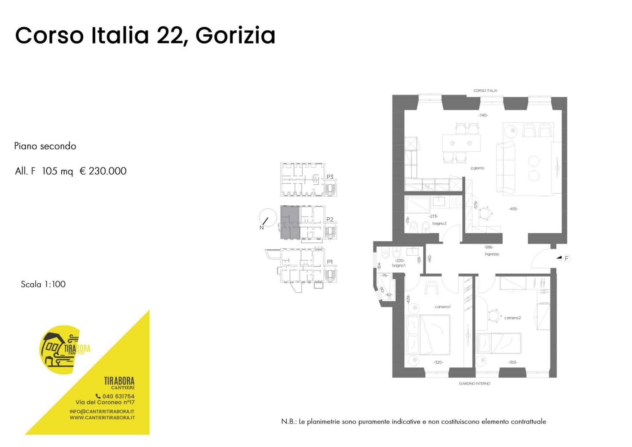 Trilocale corso Italia, 22, Gorizia - planimetria 1