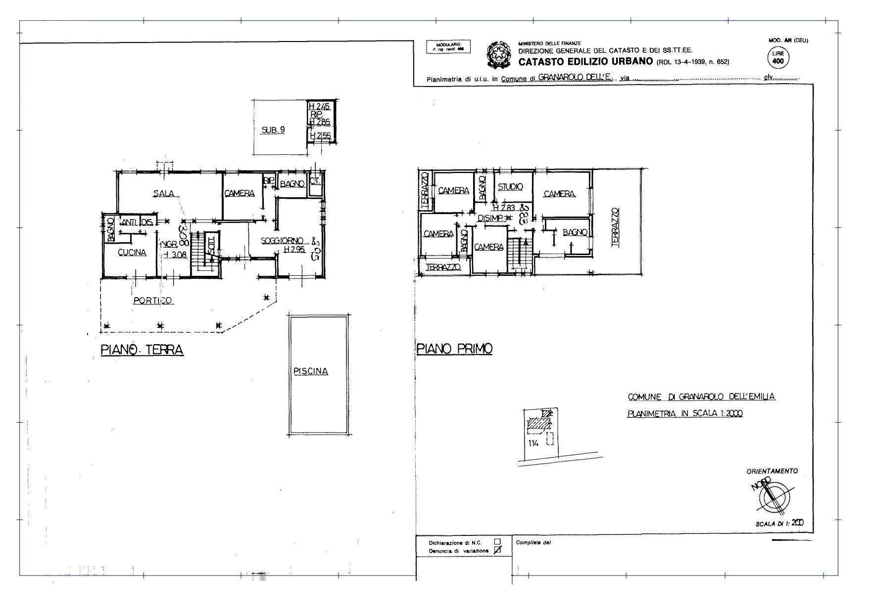 Villa via Viadagola, Granarolo dell'Emilia - planimetria 1