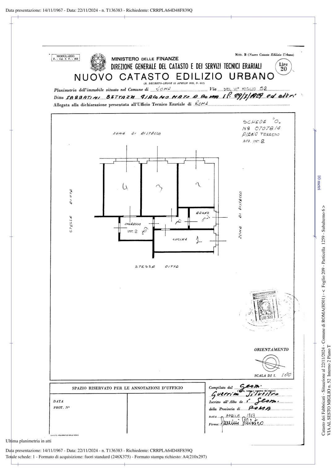 Three-room apartment via al Sesto Miglio, 52, Roma - floor plans 1